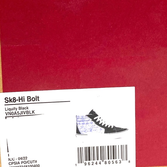 VANS Sk8-Hi Bolt Shoes Men's Black Blue Suede Canvas Sneakers Skate VN0A5JIVBLK - Picture 7 of 8